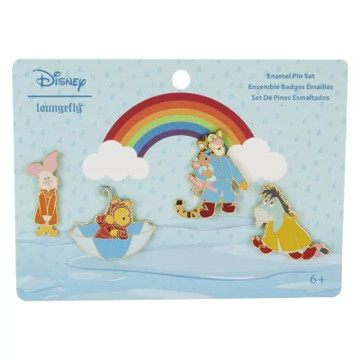 Loungefly Disney Pins set 4 piece Winnie et ses amis jour de pluie !!PRECOMMANDE!! ARRIVAGE DECEMBRE 2023
