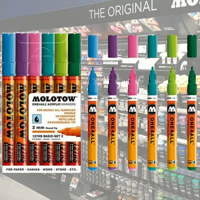 Molotow - Molotow Acrylic Marker One4All 2mm Wallet Basic Set 2 6 Pcs -www.lsj-collector.fr
