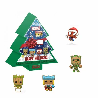 Funko - Marvel Pocket Pop Holiday Tree Holiday Box 4Pcs -