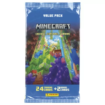 Panini - Minecraft Trading Cards Serie 3 Fat Pack 24 Cartes + 2 Cartes Bonus -www.lsj-collector.fr