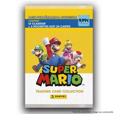 Panini - Panini Super Mario Trading Card Starter Pack 1 Classeur + 3 Pochettes -