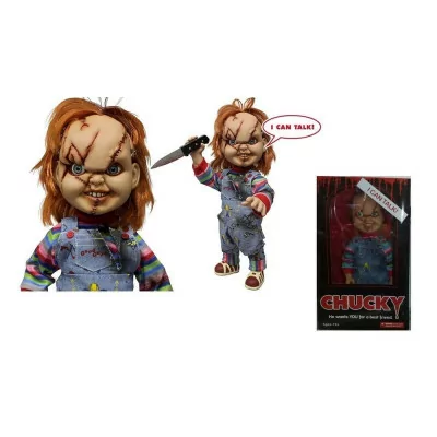 Mezco - Figurine Chucky Vinyl Figure 38cm sonore Bag Guy Scar -www.lsj-collector.fr