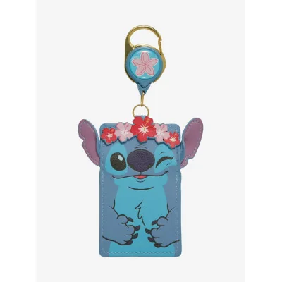 Lanière rétractable Disney Stitch couronne fleuries - Import