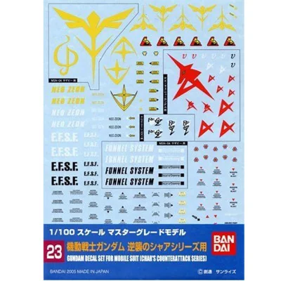 Bandai Hobby - Gundam Gunpla Decal MG 1/100 23 Multiuse - Char's Count -