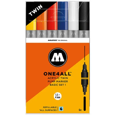 Molotow - Molotow Acrylic Marker One4All Twin #01 Pochette de 6pcs -www.lsj-collector.fr