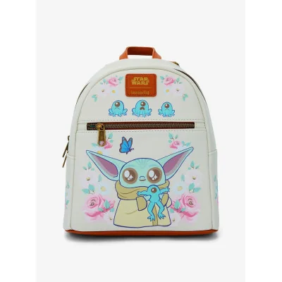 Loungefly Star Wars The Mandalorian Grogu avec grenouille et fleurs - sac a dos - import décembre