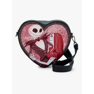 Loungefly The Nightmare Before Christmas Jack & Sally Heart Figural - sac a main - import janvier