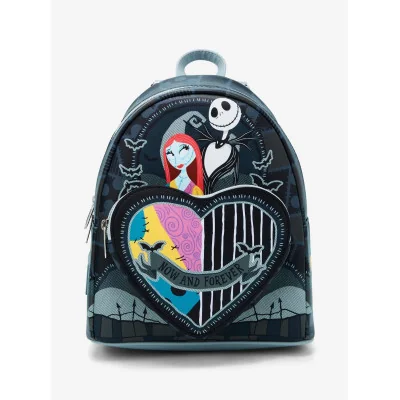 Loungefly l'étrange noël de Mr Jack Jack & Sally Split Heart Sac à dos - Préco Janvier 2025