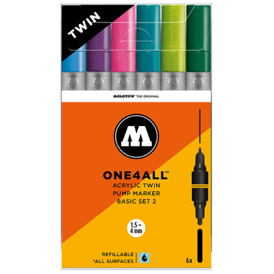 Molotow molotow acrylic marker one4all twin #02 pochette de 6pcs - peintureMW200489.jpg4250397641942
