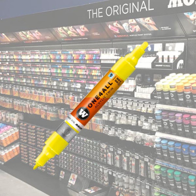 Molotow molotow acrylic marker one4all twin 1,5/4mm 220 neon yellow / jaune fluorescent - peintureMW227429.jpg4250397635279