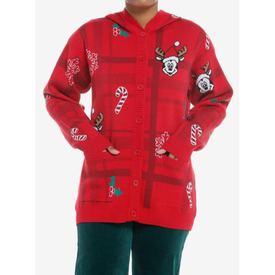 Her Universe Disney Mickey Mouse Holiday Red Plaid Hooded Cardigan - Préco Juin 202520799986_hi?$productMainDesktop$&fmt=auto123