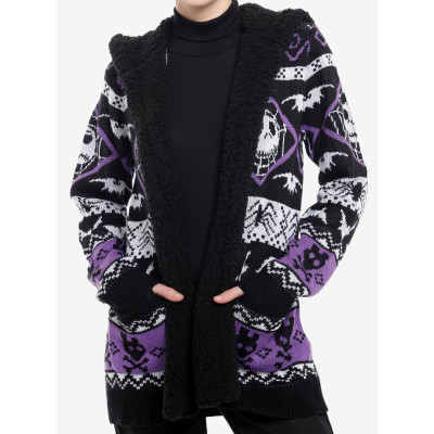 Her Universe l'étrange noël de Mr Jack Purple Fair Isle Girls Sherpa Cardigan - Préco Juin 202532521658_hi?$productMainDesktop$&