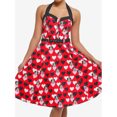 Her Universe Disney Mickey Mouse & Minnie Mouse Hearts Retro Halter Dress Her Universe Exclusive - Import Juin 202530771051_hi?$