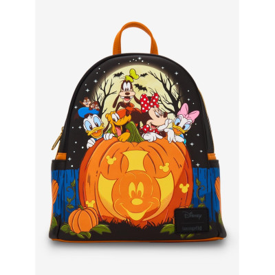 Loungefly Disney Mickey Mouse & Friends Halloween Glow-In-The-Dark Pumpkin Mini Sac à dos - Import Août 2025