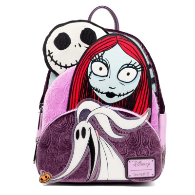 Sac à dos Loungefly Disney L'Étrange Noël de Monsieur Jack phosphorescent Jack, Sally et Zero - import juillet