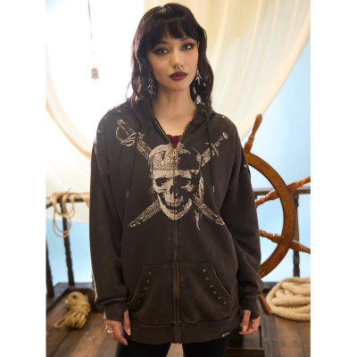 Her Universe Disney Pirates Of The Caribbean Skull & Swords Girls Oversized Sweatshirt à capuche - Import Août 202533378098_hi?$