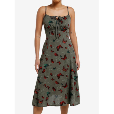 Thorn & Fable Green Butterfly Floral Midi Robe - Import Août 202533283004_hi?$productMainDesktop$&fmt=auto1234533283004