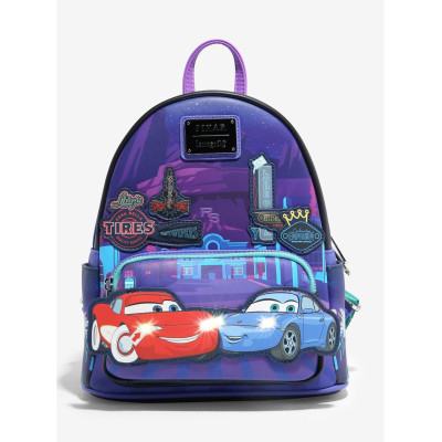 Loungefly Disney Pixar Cars Lightning McQueen & Sally Nighttime Light-Up Mini Sac à dos - Import Août 2025